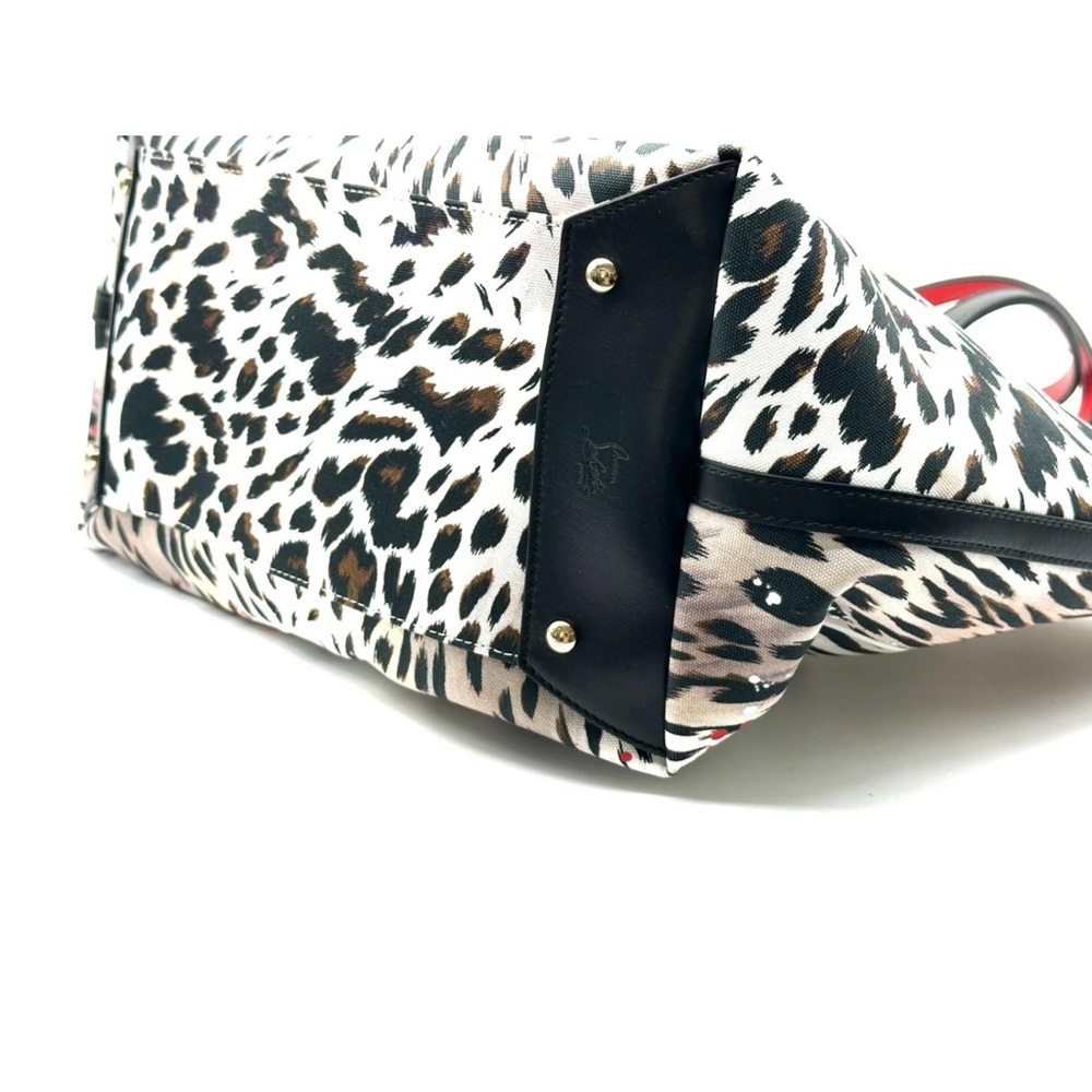 NWT—Christian Louboutin CABATA Spiked Studded Gigi Leopard Canvas Tote Bag - Picture 7 of 9